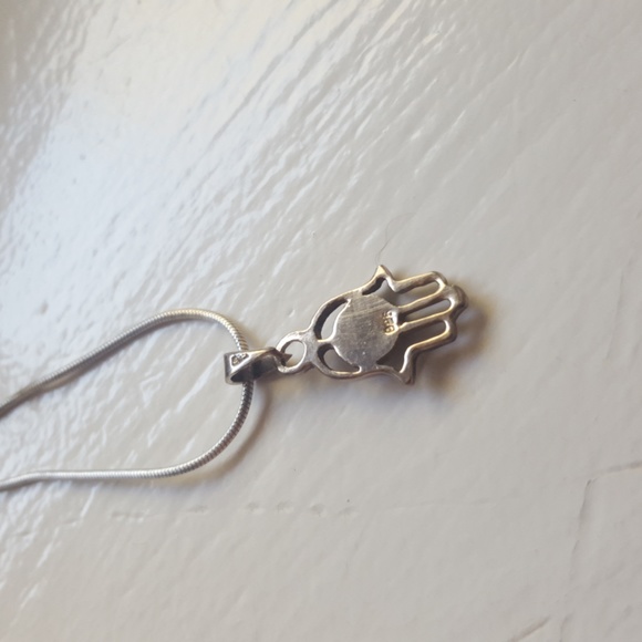 Magnolia Jewellery 925 Silver and Blue Opal Hamsa Necklace - Picture 3 of 10